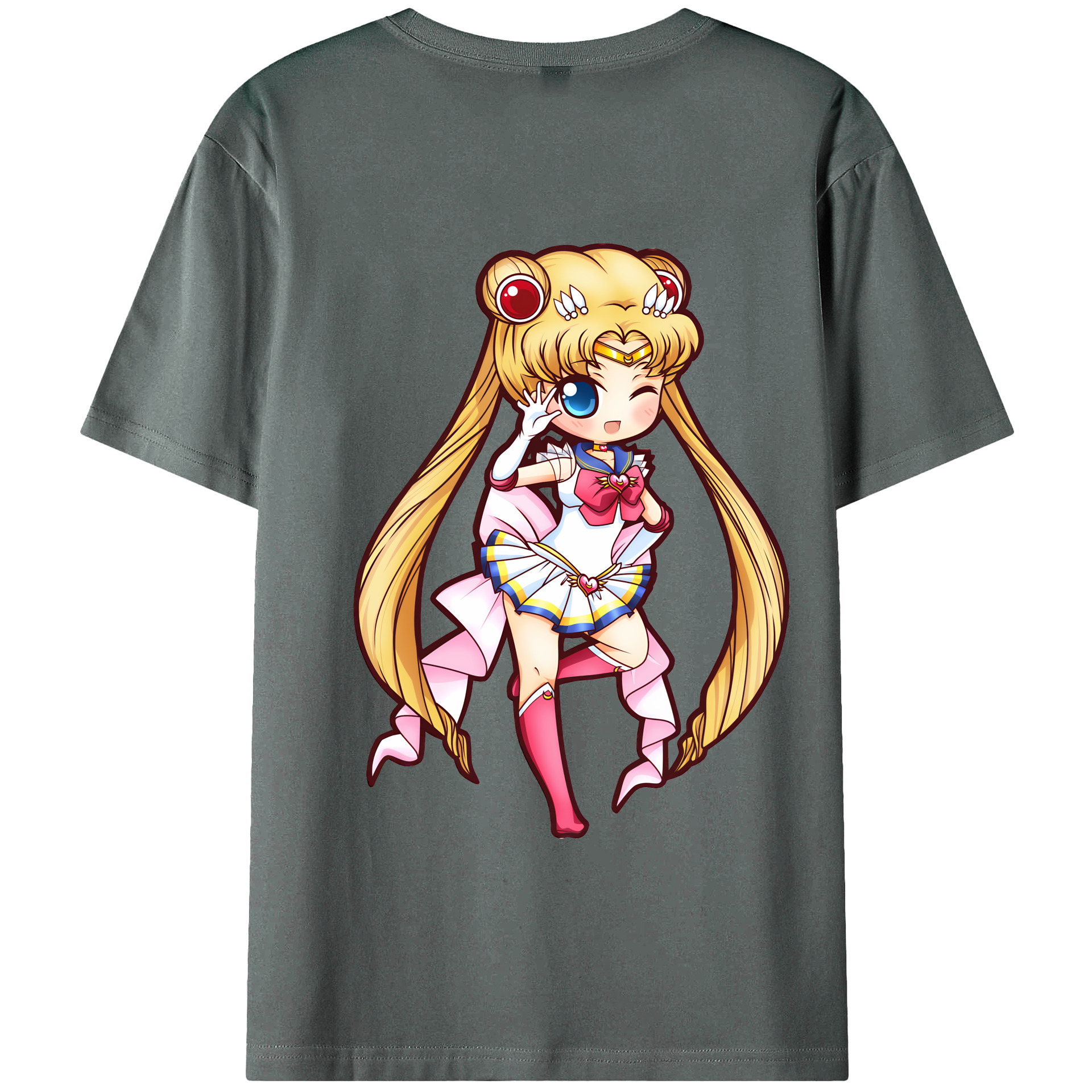（画像用） 美少女戦士セーラームーン 月野 うさぎ つきの うさぎ Sailor Moon Tsukino Usagi 綿100％ メンズ半袖Tシャツ（バックプリント） 通気性
